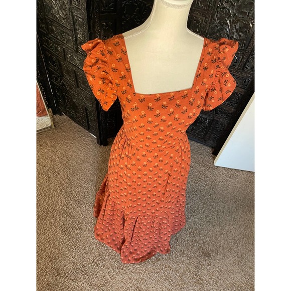 Madewell Rust Floral Midi Dress - Picture 4 of 12